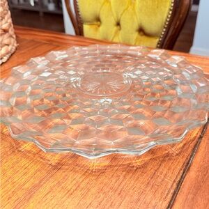 Vintage American Fostoria Clear Cube 12" Round Cake Plate/Serving Platter